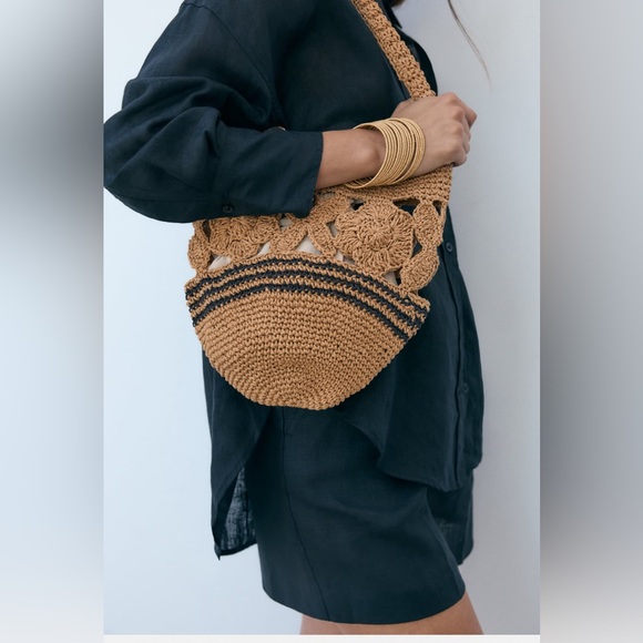 Zara beige shoulder bucket bag - Picture 3 of 3
